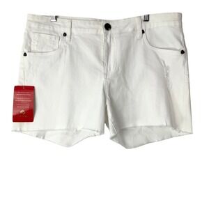 Kut from the Kloth Gidget Frey Shorts White Denim 12 Button Fly Mid Rise NEW